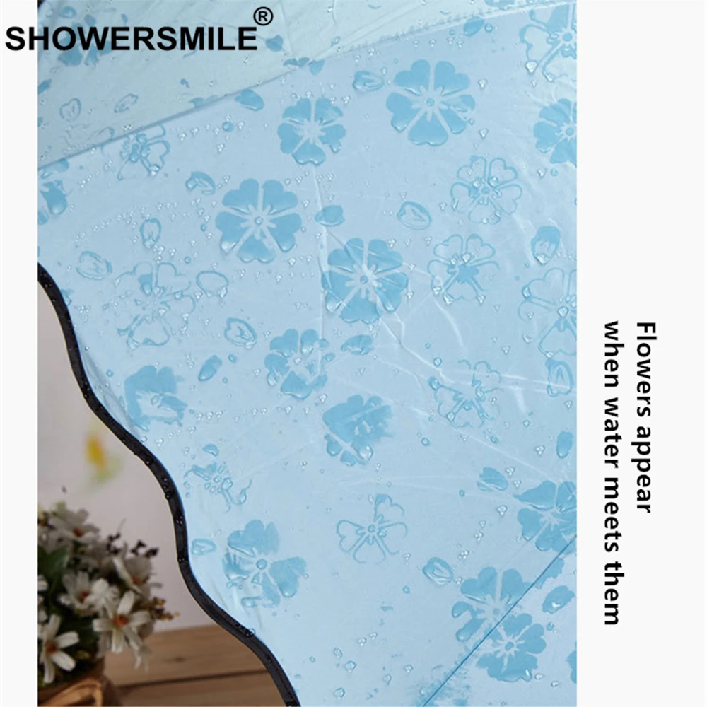 SHOWERSMILE изменения Цвет складной женский зонтик с оборками Роман дождя и солнца