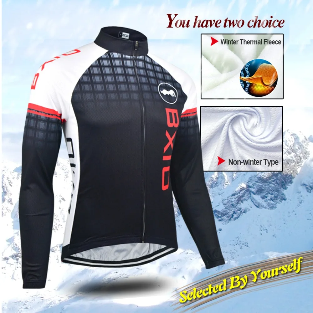 BXIO Winter Cycling Clothing MTB Men's Bike Clothes Pro Team Jersey Thermal Long Sleeve Bicycle Wear Ropa Ciclismo 012-J | Спорт и