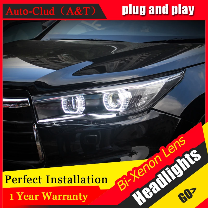 Автомобильный Стайлинг для фары Toyota Highlander головная лампа Angel eye led DRL передний свет
