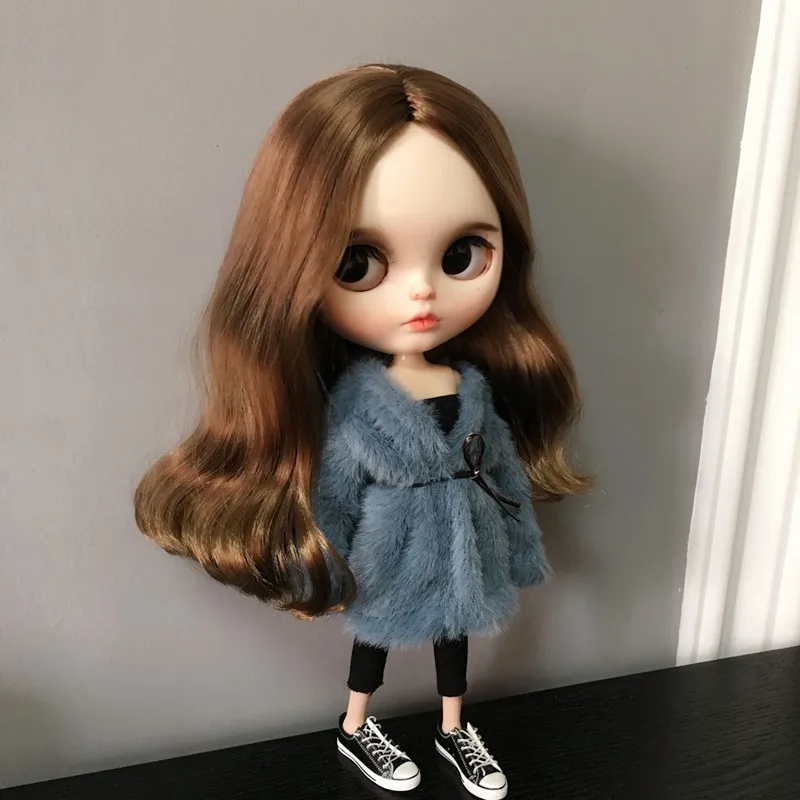 1 шт. модная шуба ручной работы синяя короткая для blyth ob24 azone s barbis 1/6 аксессуары