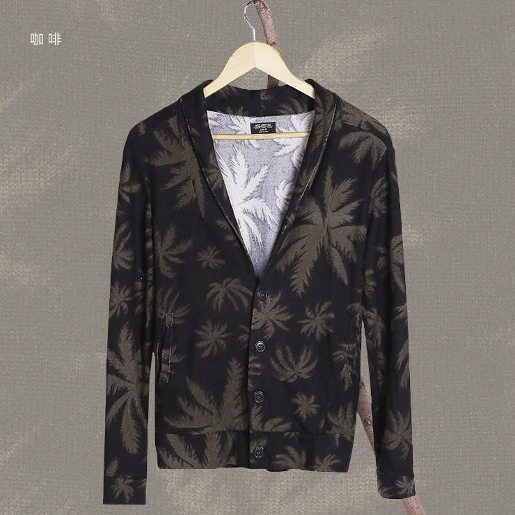 Мужской свитер мужской осенний кардиган с v образным вырезом вязаный тонкий