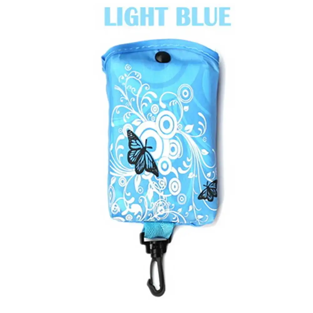 7 Foldable Shopping Bag Butterfly Flower Oxford Fabric Shoulder Bag Portable Eco-Friendly Grocery Bags Reusable Totefor Ladies - Color: 7