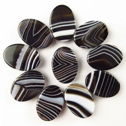 10 шт. великолепный интересный овальный кабошон A * Black Onyx Agates 25x18x6 мм|Шармы| |