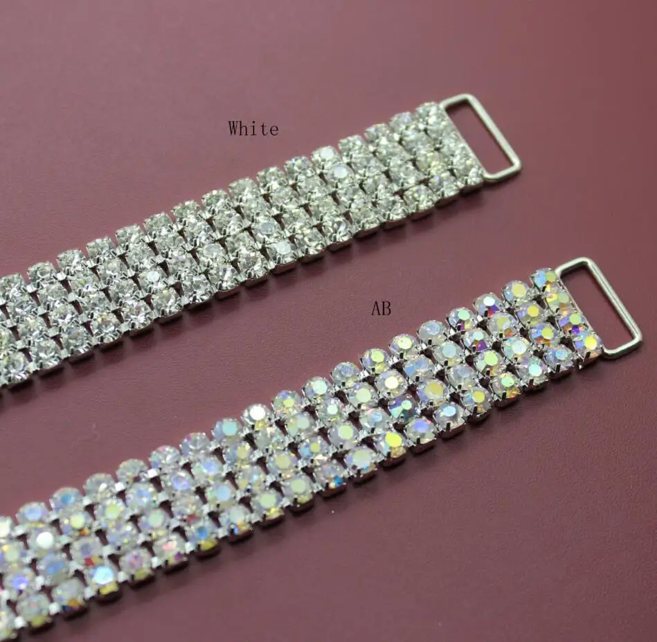 2 шт. 4 ряда Белый/AB Цвет Кристаллы горный хрусталь Соединительные элементы для