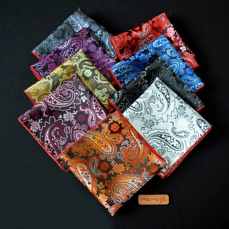 Модный джентльмен Пейсли Цветочный полиэстер шелк Hanky платок мужской Жених