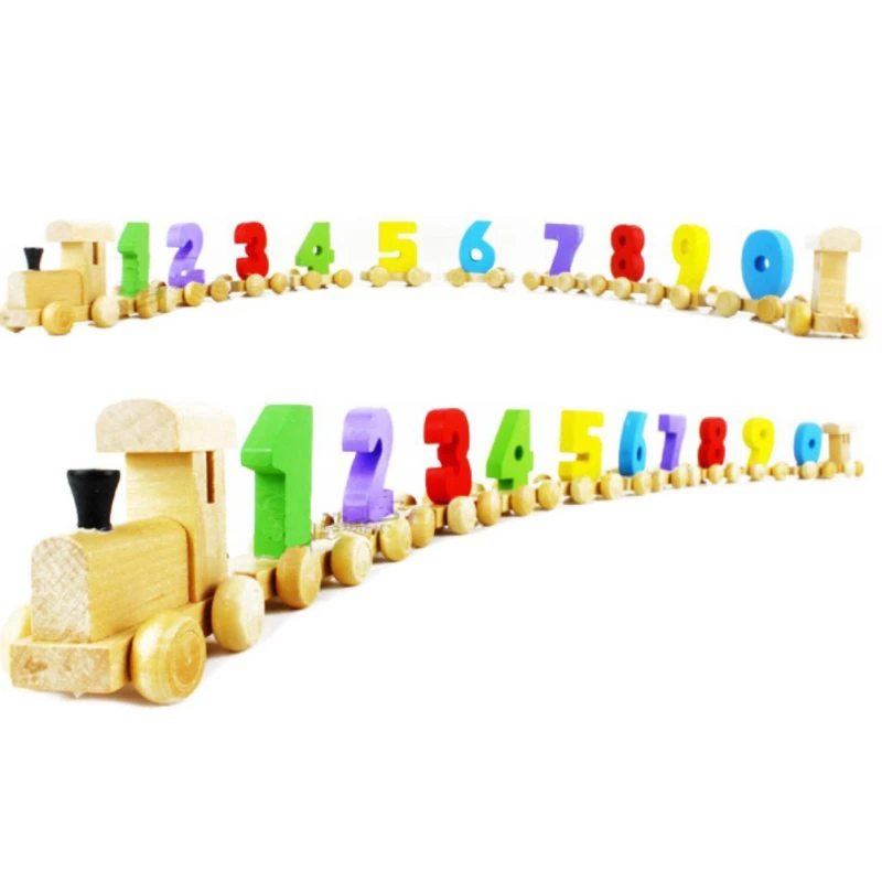 

Деревянный цифровой маленький поезд для малышей 0-9 цифр обучающая игрушка