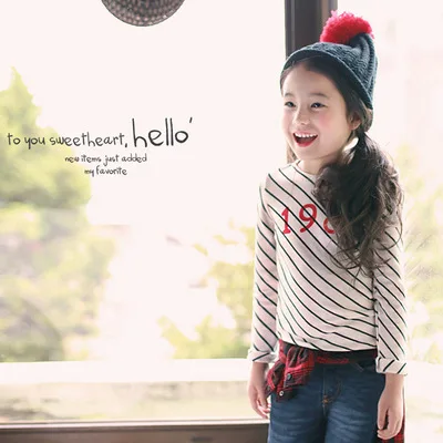 Девушки одежда С Длинным рукавом девушка майка детская полосы печатных футболки