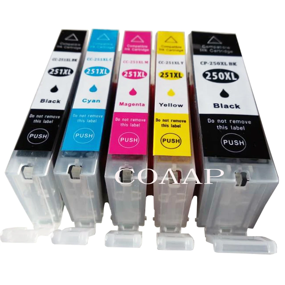 

5 Pack Compatible ink Cartridge For CANON PIXMA MG6320 MG7120 iP8720 MG7520 printer with Chip full ink pgi250 cli251