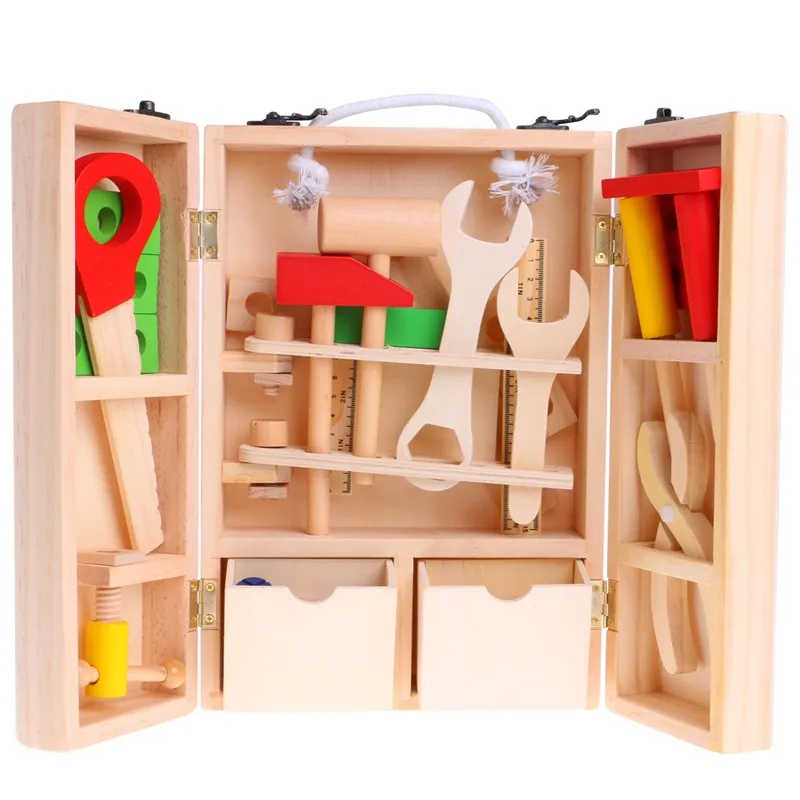 Новинка 1 набор детский деревянный ящик для ремонта инструментов забавная