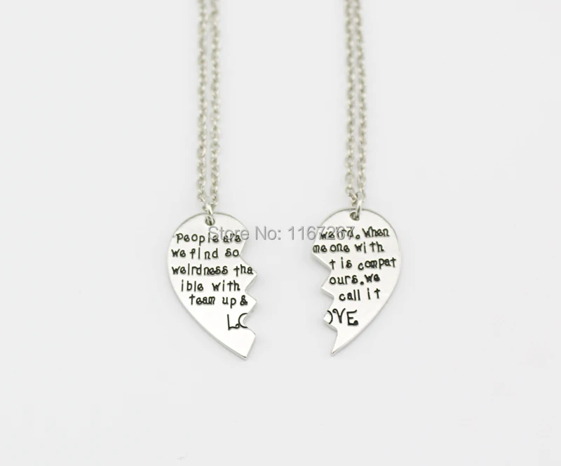 Новый стиль 2014 ожерелье с подвеской в виде разбитого сердца из двух частей