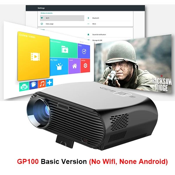Everycom GP100 до 3500 люмен светодиодный проектор Full HD WiFi Android 4K видео Proyector опция Android Smart WiFi проектор домашний кинотеатр - Цвет: GP100 Basic Version