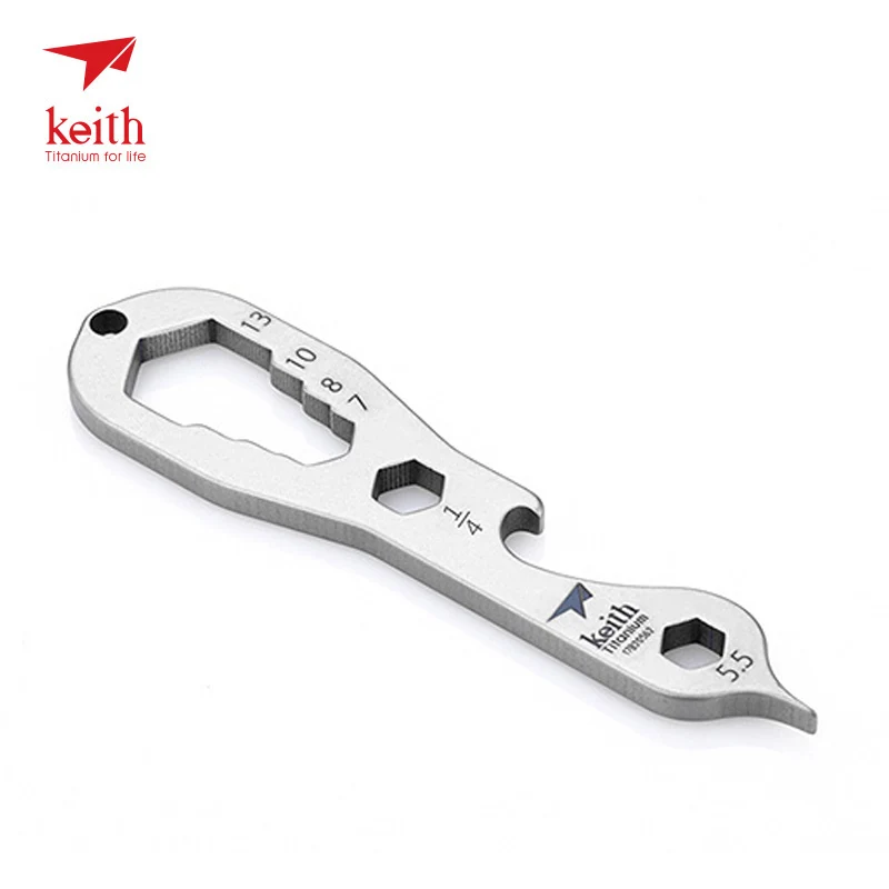 Keith Titanium Alloy Screwdriver Bottle Opener Outdoor Multifunctional Ultralight Spanner Pocket Tool Wrench Mini Size Key Chain | Спорт и