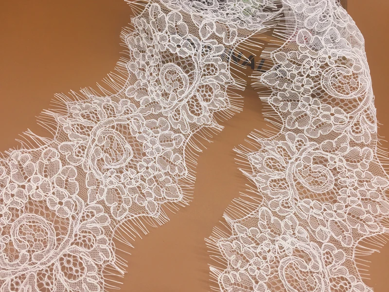 

French Style Corded Light Ivory Chantilly Alencon Lace Trim, 3 meters per piece width 15cm