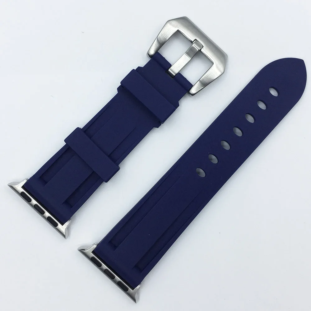 Blue Резиновый ремешок для часов Apple Watch 42 мм 44 мм ремешок для часов 38 мм 40 мм силиконовые полосы браслет для iWatch серии 5 4 3 2 1 черный, белый - Цвет ремешка: Blue