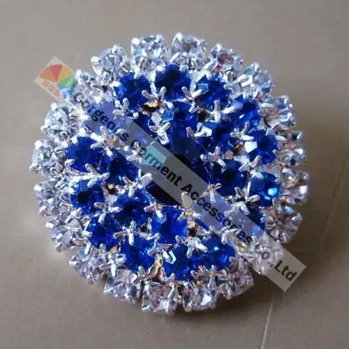 Круглая прозрачная пуговица с прозрачными стразами 25 мм золотого и серебряного