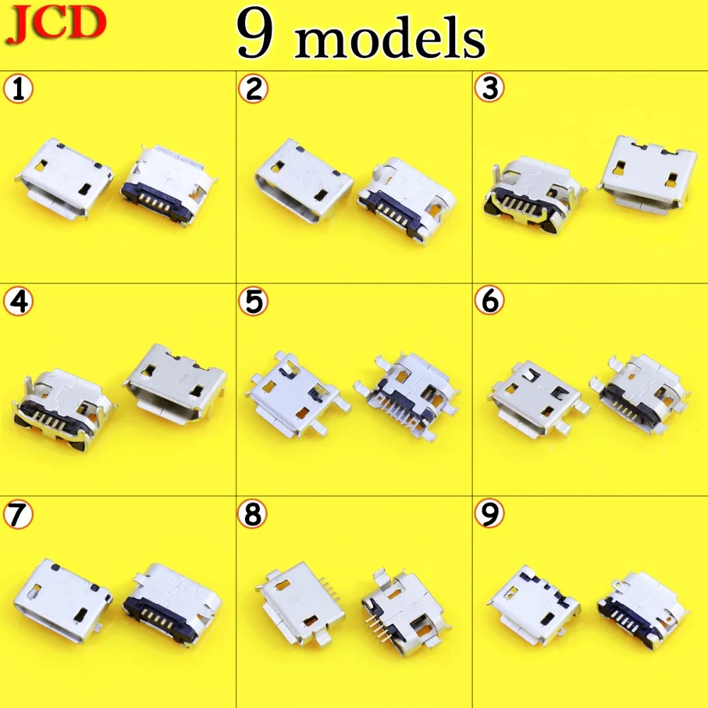 

JCD New B type phone tail charing connector USB jack female socket horn Micro USB connector 5P DIP FLAT MOUTH For Mobile Phone