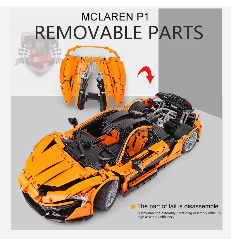 1-8 соотношение Technic серия mlaren P1 Комплект гоночных автомобилей приложение RC модели строительные блоки мощность двигатель функция игрушки Fit 20087