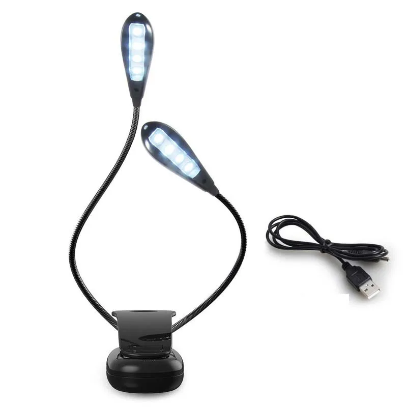

ChenFec 8 LED Clip-on Adjustable Bright Dual Arms Light Book Reading Table Lamp Piano Music Stand Book Light