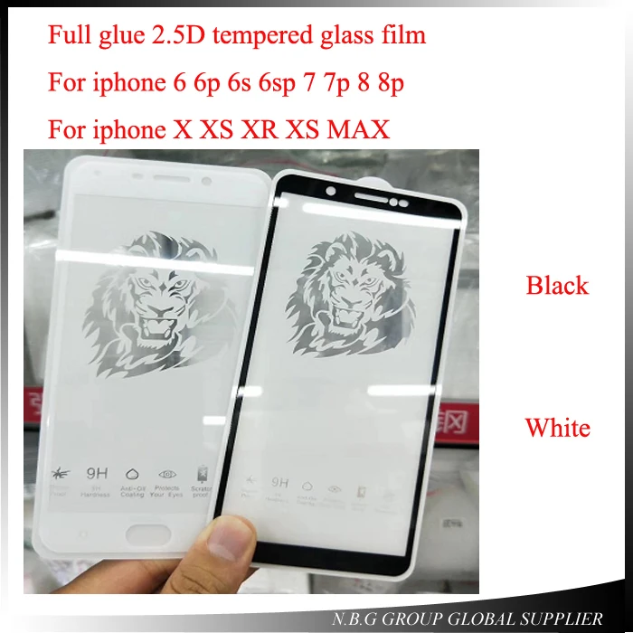 10 шт./лот 2.5D полное клеевое покрытие закаленное стекло Защита экрана для iphone XS