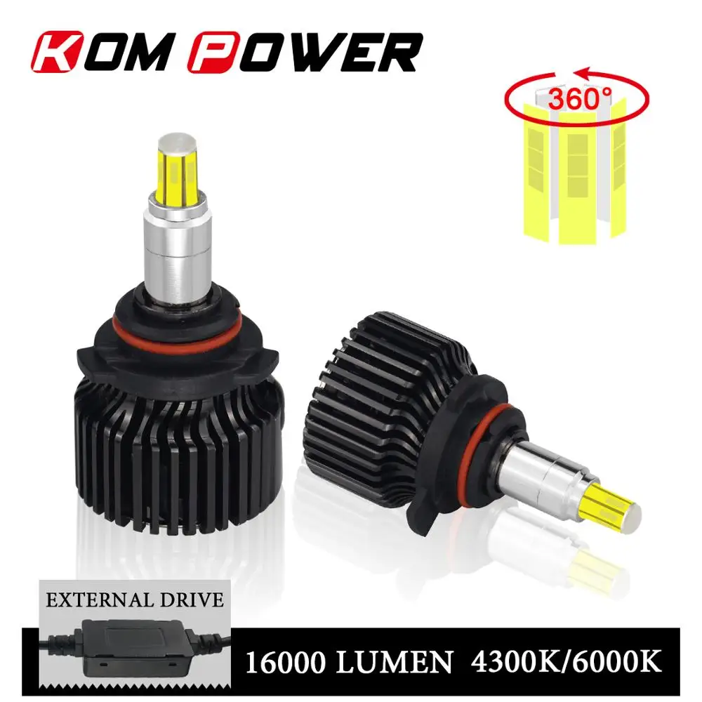 KOM POWER Автомобильные фары светодиодные 9005/HB3 высокая яркость авто светодиодные лампы Комплект Led H1 H7 H11 9006/HB4 9012/HIR2 4300K 6000K 16000лм