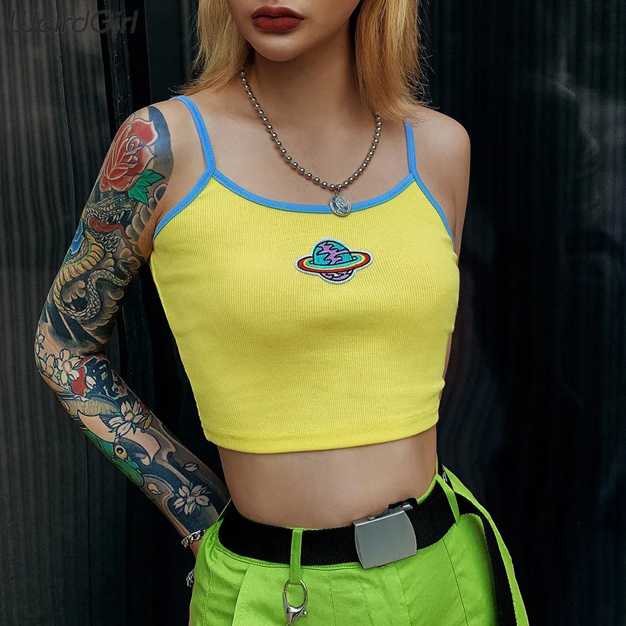 Weirdgirl, женские майки с вышивкой, сексуальные, вечерние, женский жилет, топы, тонкие, без бретелек, эластичные, без рукавов, модные, летние, крутые, новинка