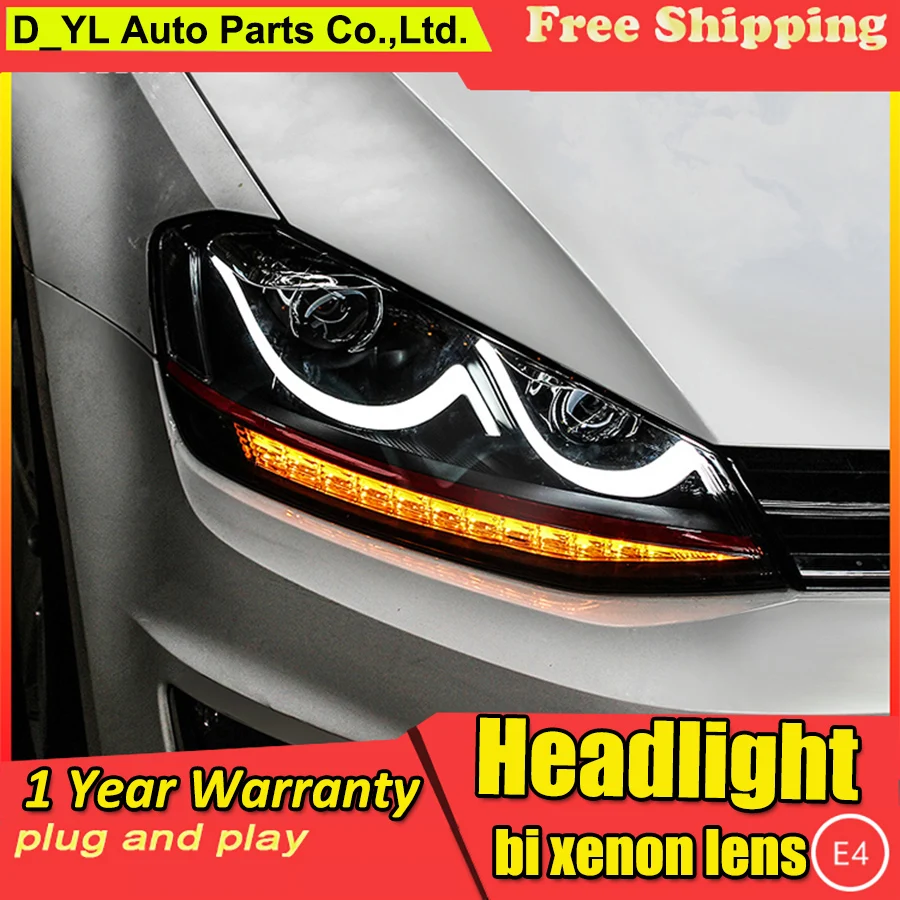 

Фары для стайлинга автомобиля для VW Golf 7 2015-16, светодиодные фары, фары, фары в стиле улыбки, светодиодные дневные ходовые огни, светодиодные д...
