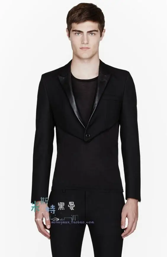 Новая мужская одежда модный костюм в стиле пэчворк из искусственной кожи с