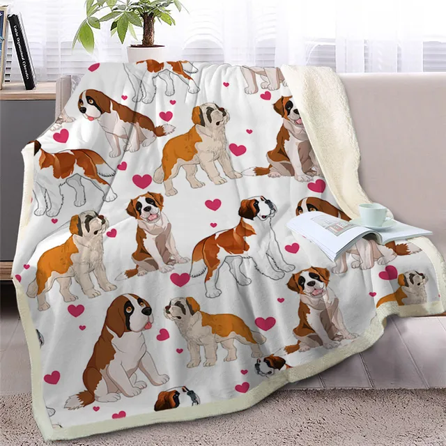 BlessLiving Cartoon Sherpa Blanket on Beds Cavalier King Charles Spaniel Dog Collection Throw Blanket for Kids Animal Bedspreads 2