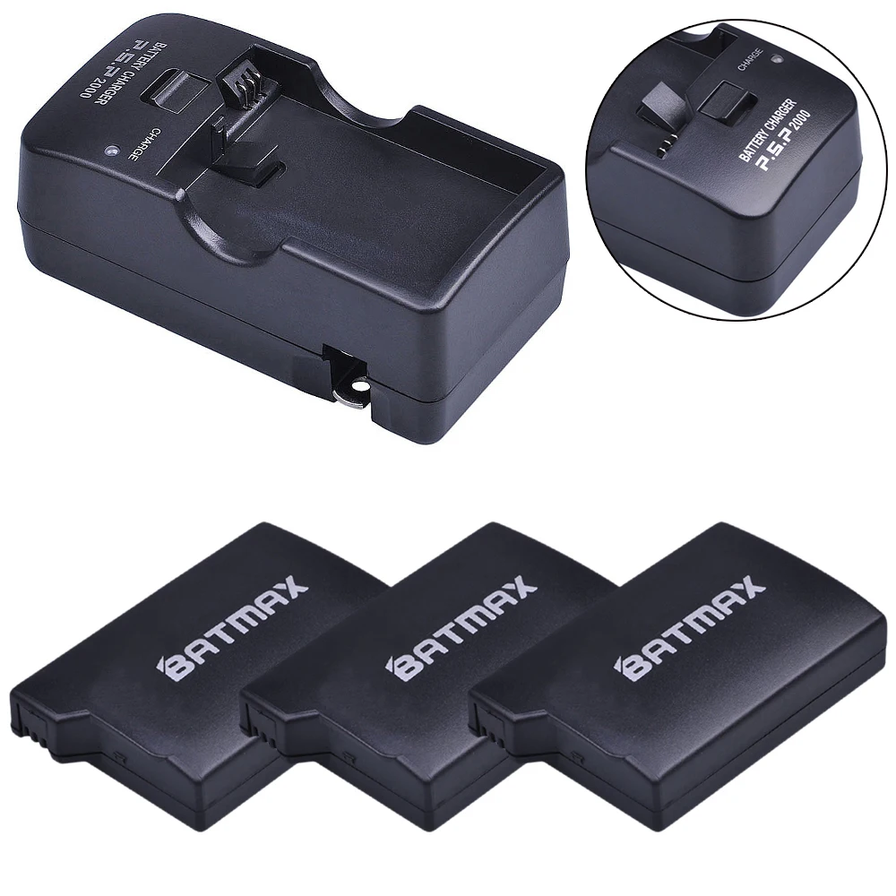 3Pcs For PSP-1000 PSP 1000 Battery 3.6V 3600mAh + Charger for PSP 1000 Playstation Sony PSP1000 Battery
