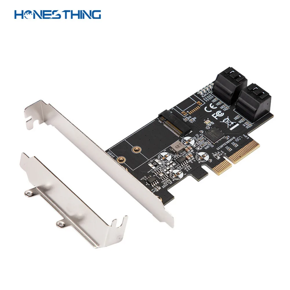 HonesThing PCIe 3 0x2 to M.2 (NGFF) B ключ + 4 SATAIII 6 г/локон Внутренние порты Контроллер Расширения