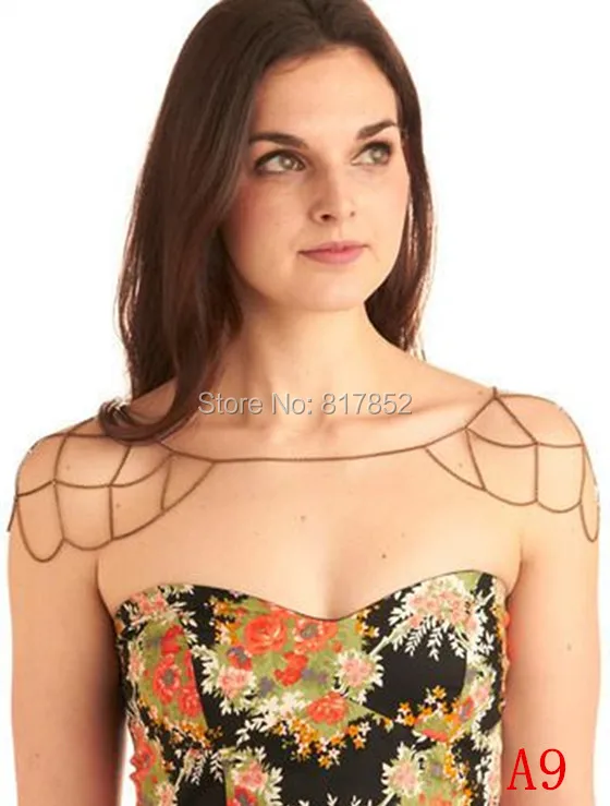 Бесплатная доставка Стиль A9 золотой цвет цепи Двойные Плечи ювелирные изделия 3