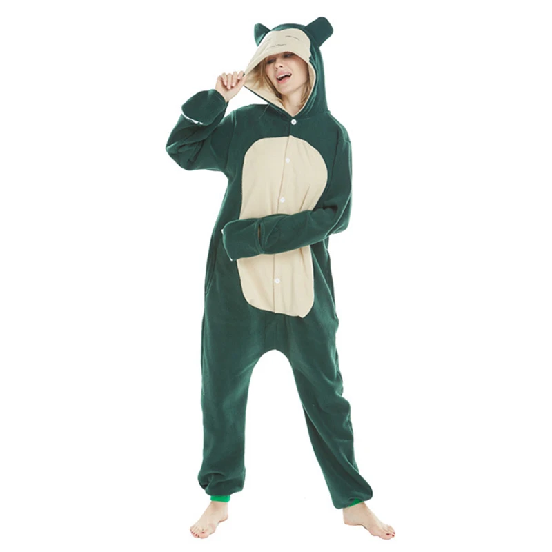 Hawiton/женские пижамы Kigurumi Snorlax фланелевые комплекты пижам с животными женская