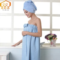 women bath towel microfiber fabric beach towel soft wrap women bath skirt dry hair cap set super absorbent home for bathroom