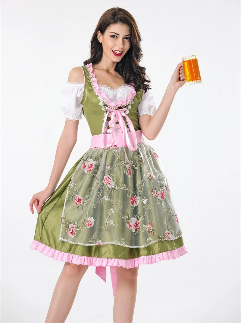 

New Ladies Beer Maid Wench Dirndl Costume Oktoberfest Gretchen German Fancy Dress