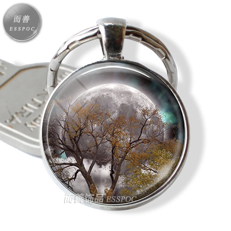 

Fashion Accessories Wiccan Jewelry Glass Dome Harvest Tree Cabochon Keyring Pagan Full Moon Key Chain Autumn Equinox Keychain