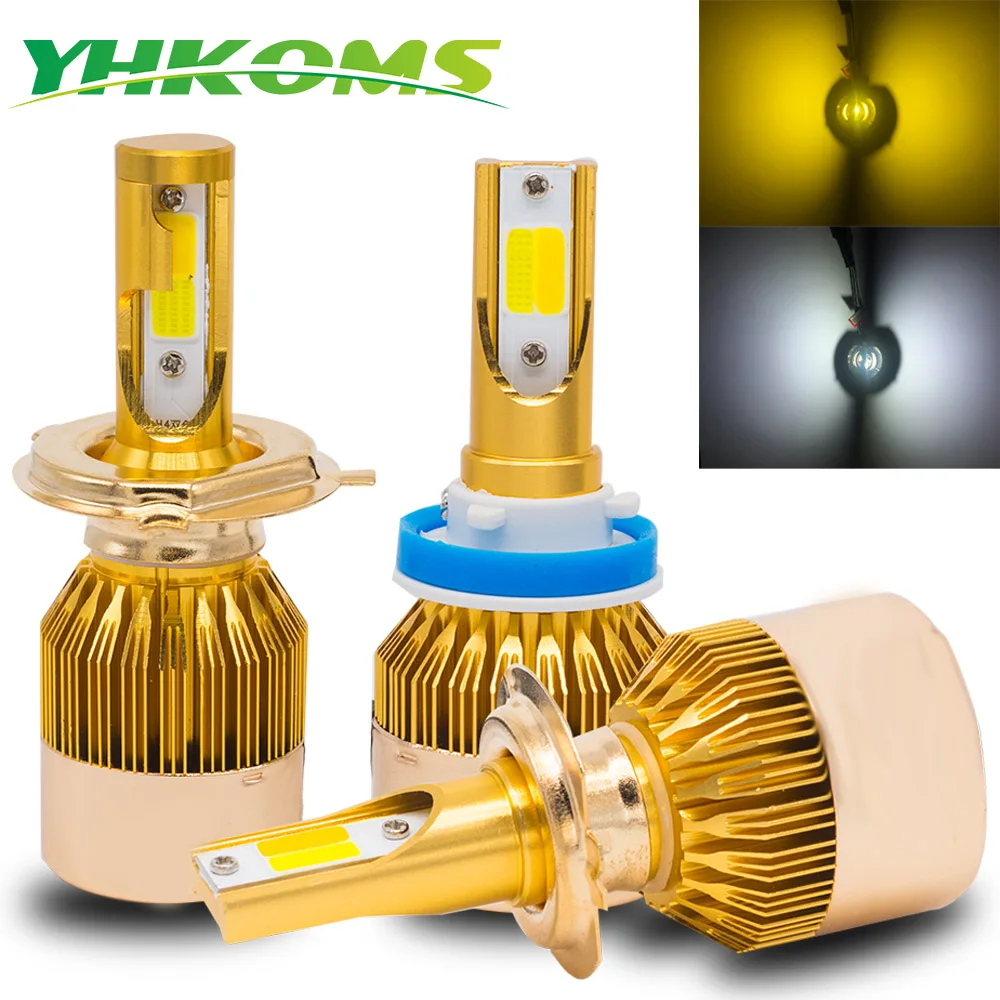 YHKOMS Автомобильная фара H4 H7 H11 LED H1 H3 H8 H9 9005 9006 880 881 противотуманная 6000K 3000K белый