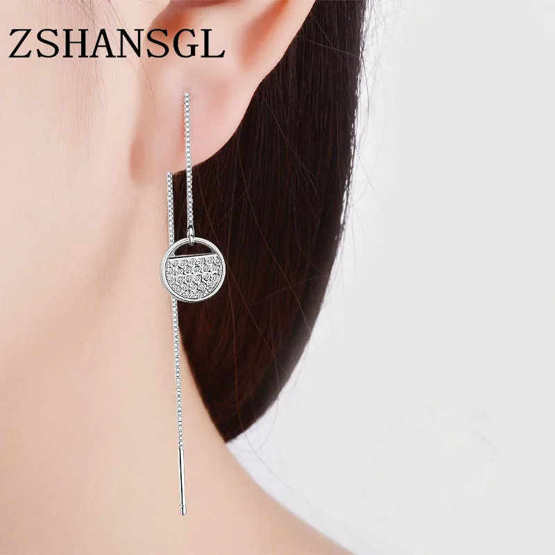 Женские двусторонние серьги-подвески из серебра 925 пробы с длинными кисточками |
