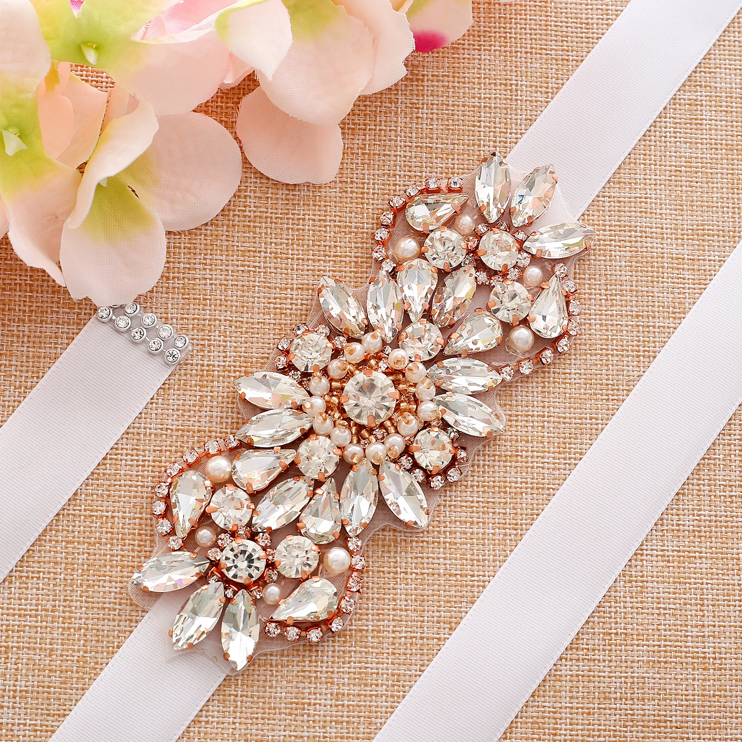 Rose Gold Crystal Bridal Belt Beads Wedding Rhinestones Sash For And Bridesmaid Dresses S212RG | Свадьбы и торжества