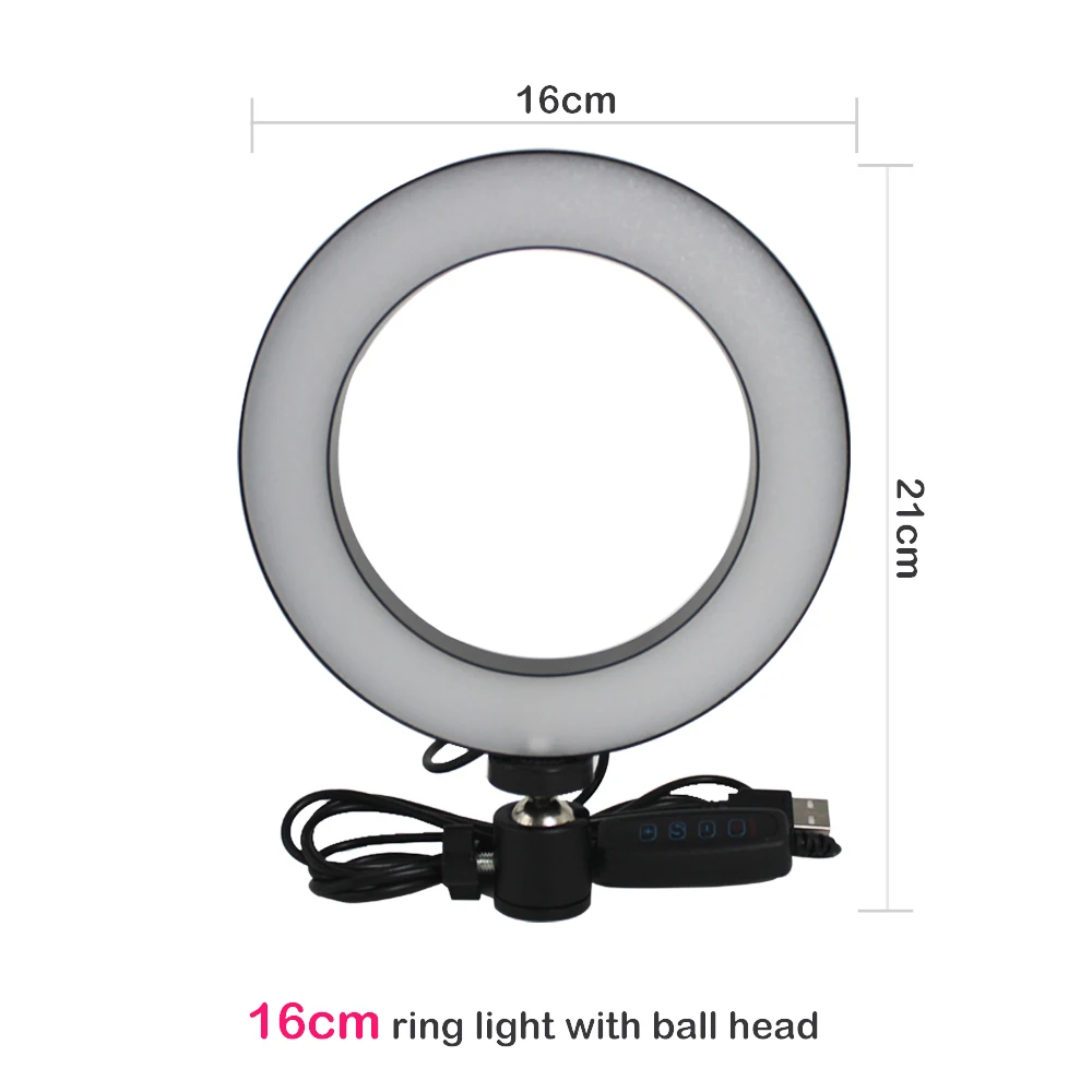 only 16cm ring light 10 дюймов 26 см Диммируемый светодиодный студийный кольцевой светильник для камеры Фото телефон видео лампа с штативами селфи палка кольцо свет держатель телефона - Цвет: only 16cm ring light