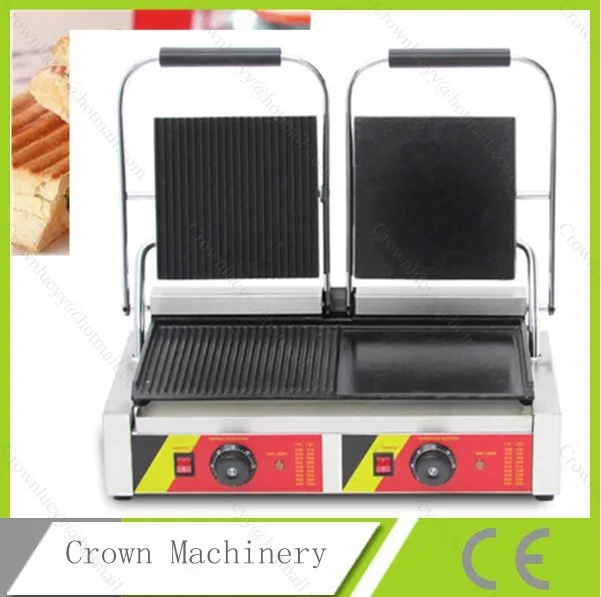 Ребристая и плоская электрическая сковорода с 2 пластинами пресс для сэндвич