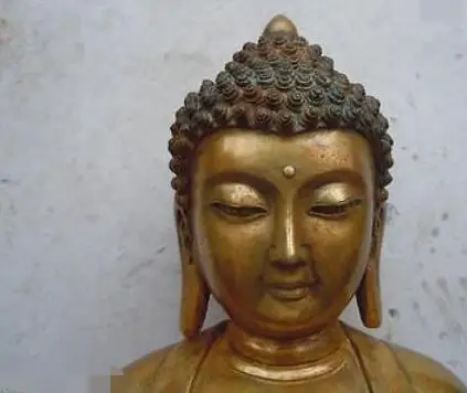 21 дюймов китайский бронзовое покрытие резные Буддизм Будда Шакьямуни Скульптура