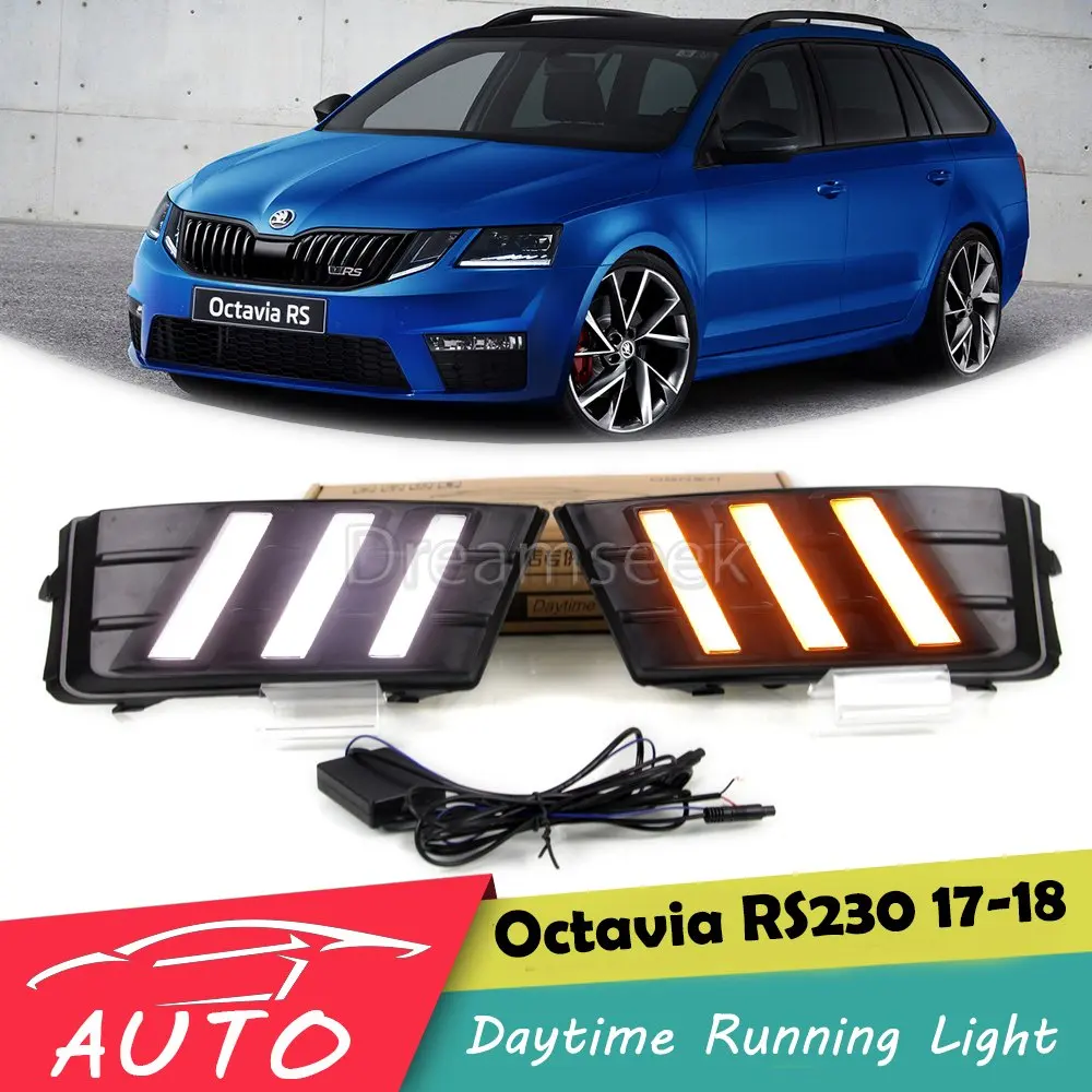 Светодиодный дневный светильник DRL для Skoda Octavia RS230 2017 2018 дневной ходовой Mustang