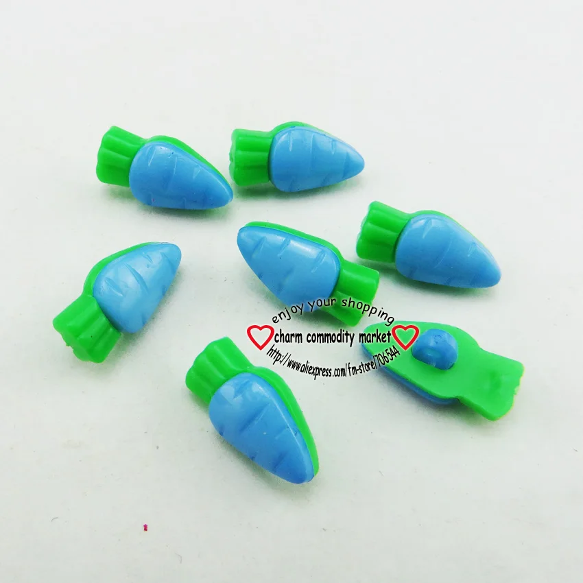 Blue 50 шт. смешанные пуговицы в виде морковки, украшения, пластиковые игрушки, пальто, сапоги, швейная одежда, аксессуары для детей, мультфильм, сделай сам, пуговицы, P-172G - Цвет: Blue