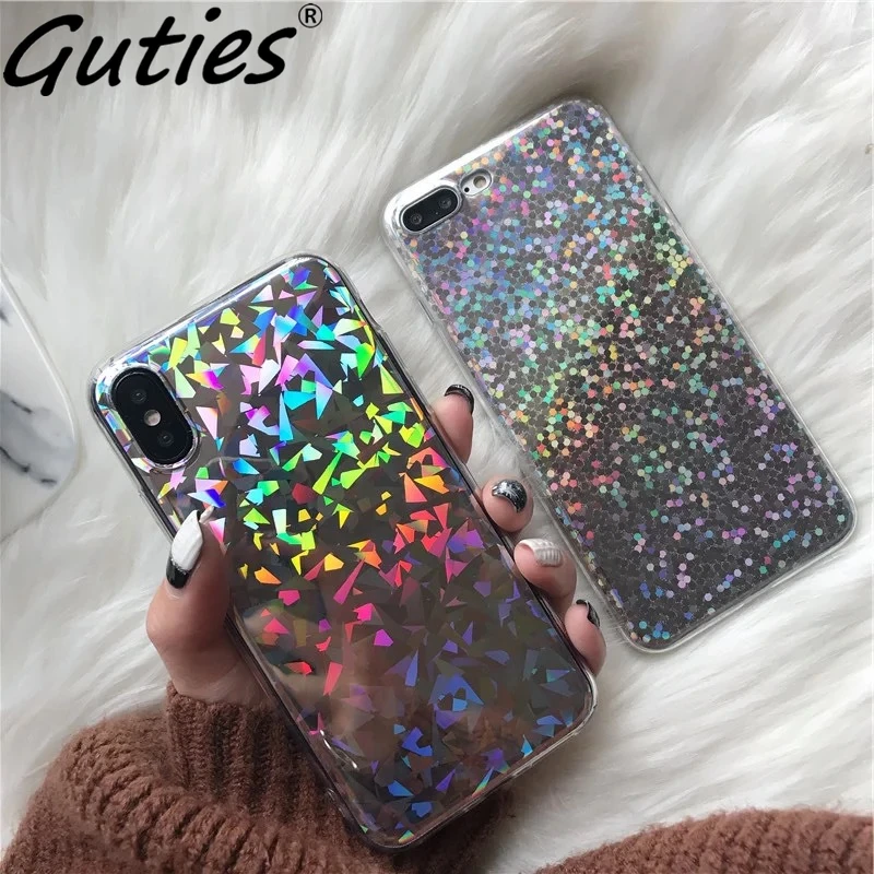 Роскошный Радужный блестящий чехол для телефона iPhone 5 5S SE 6S 7 8 Plus X Cool Laser Colorful Shining