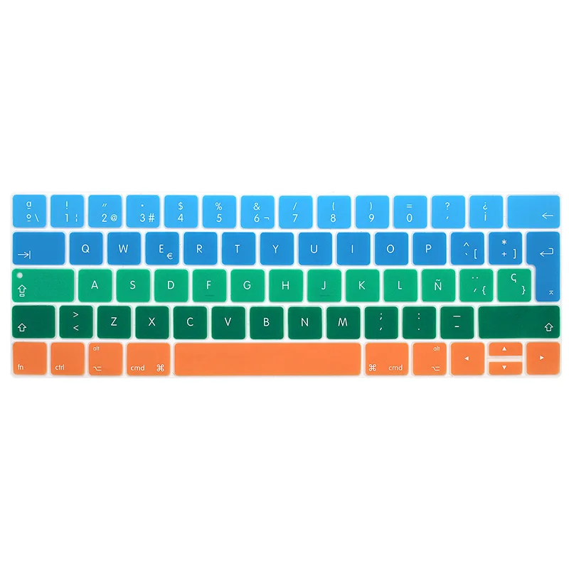 Three colors Испания ЕС-Ввод Клавиатура Обложка протектор для Macbook Pro13 15 с сенсорной панелью A1706/A1707/A1989/A1990 клавиатура защитная пленка - Цвет: Three colors