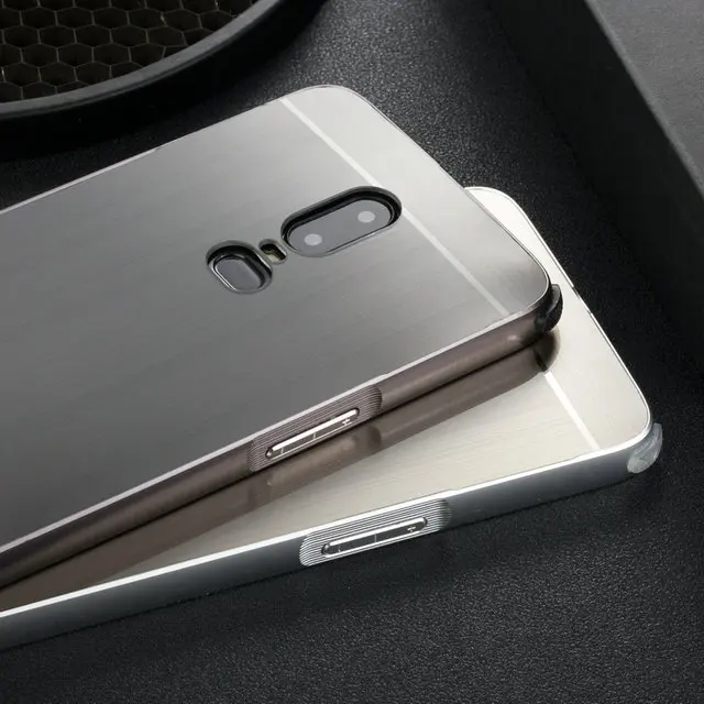 6,28 ''Oneplus6 алюминиевый бампер чехол Funda Oneplus 6 Чехол под шлифованный Металл PC задняя крышка для Coque One Plus 6 чехол для смартфона Броня
