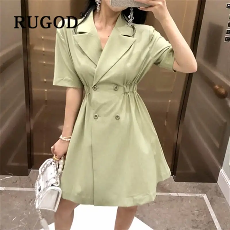 RUGOD 2019 Новое поступление приталенный двубортный платье женское элегантное с