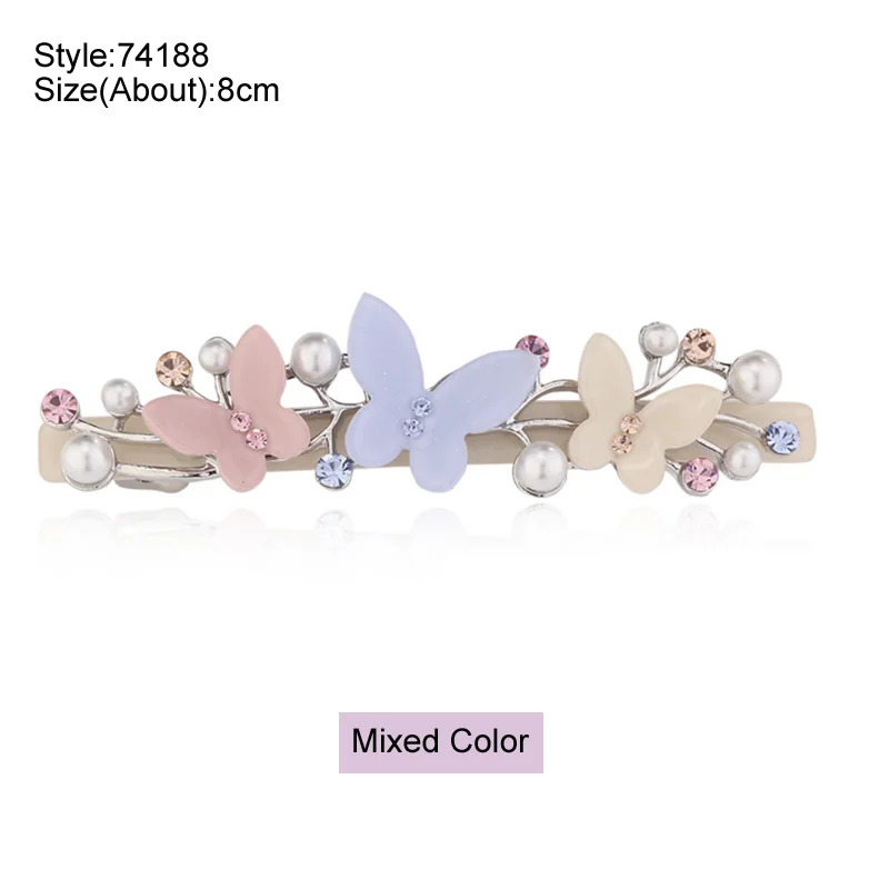 Mixed Color74188 Заколка для волос с цветами-заколка для волос с жемчугом Для женщин-ацетатные стразы из целлюлозы аксессуары для волос-украшение для волос-украшения для волос - Окраска металла: Mixed Color74188
