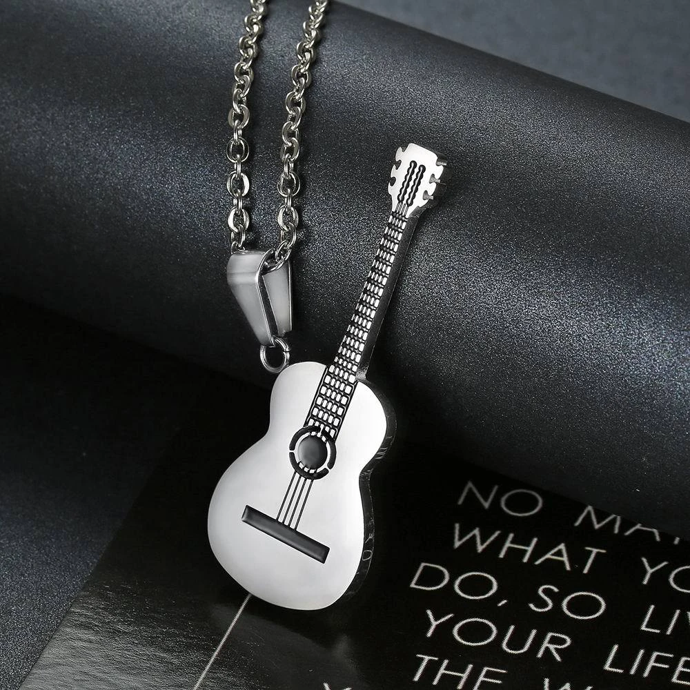 Унисекс Мода музыка деревянная гитара подвеска ожерелье панк Рок музыкальные