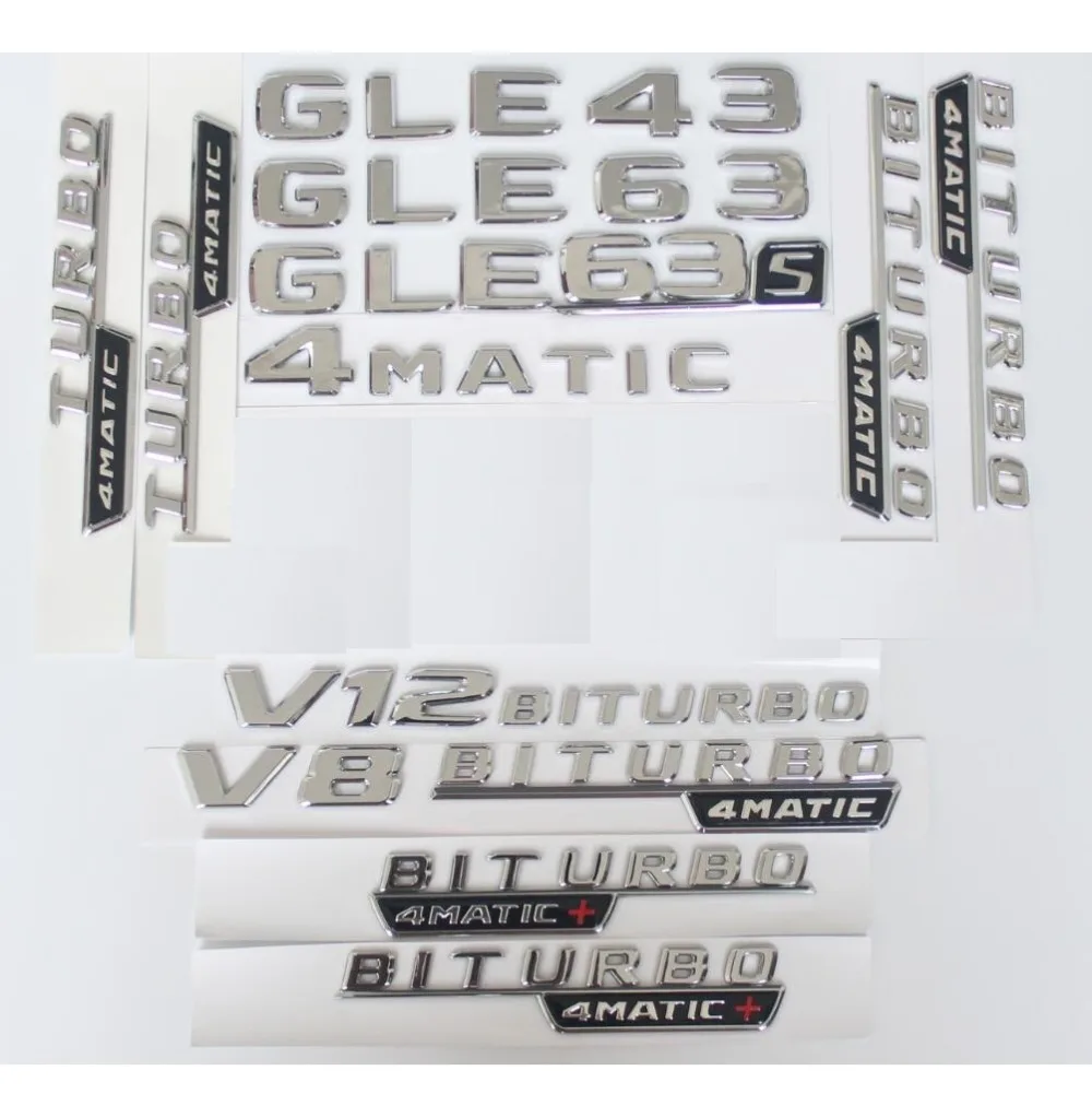 Хромированная Эмблема багажника для Mercedes Benz GLE43 GLE63 GLE63s V8 V12 BITURBO 4matic AMG|badge emblem|emblem